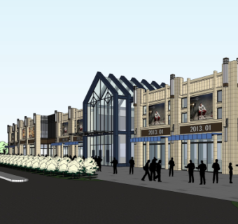 新古典沿街商业建筑su模型