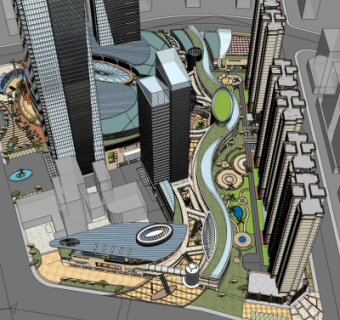 现代商业街su模型