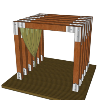 现代廊架免费su模型