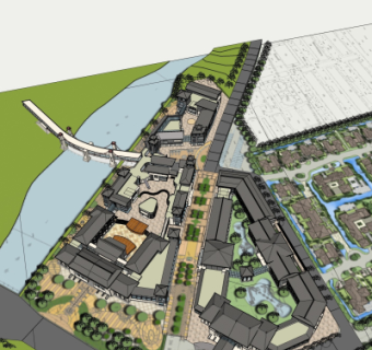 中式商业街规划su模型