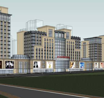 现代商业广场su模型