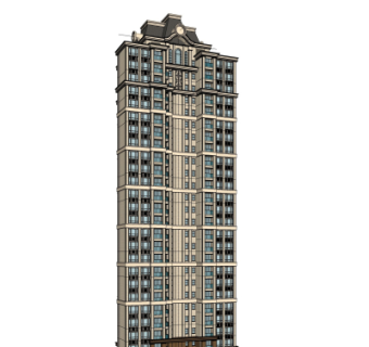 新古典高层公寓楼su模型