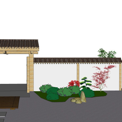 新中式围墙su模型