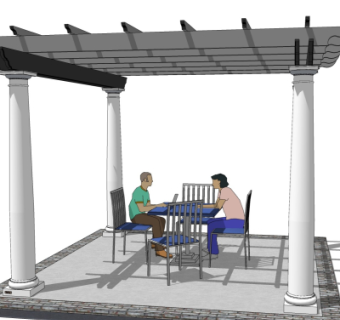 欧式廊架免费su模型