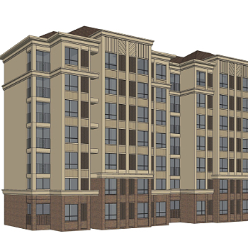 新古典公寓楼su模型