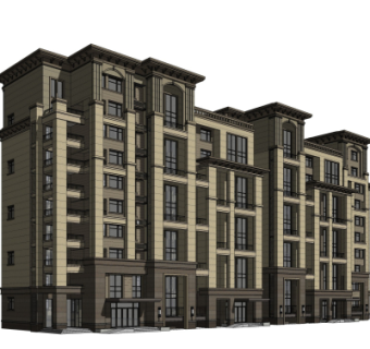 新古典公寓楼su模型