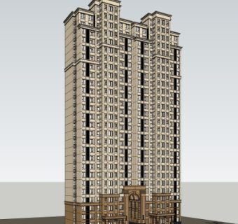 新古典高层公寓楼su模型