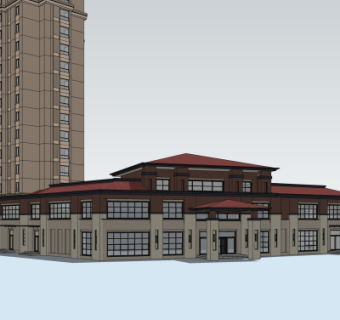 新古典沿街商业建筑su模型
