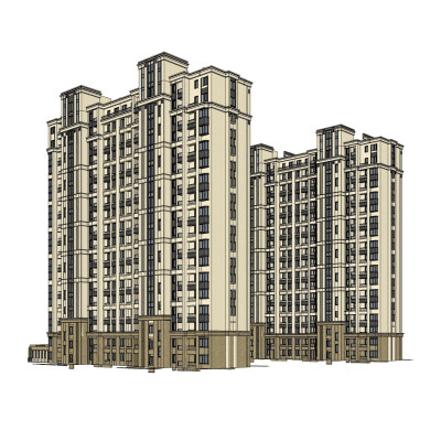 新古典高层公寓楼su模型