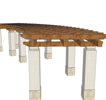 现代廊架免费su模型