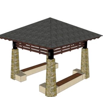 东南亚凉亭su模型