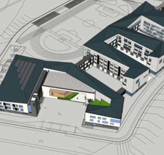 新中式教学楼su模型