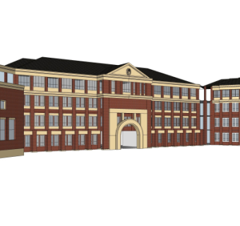 欧式教学楼su模型