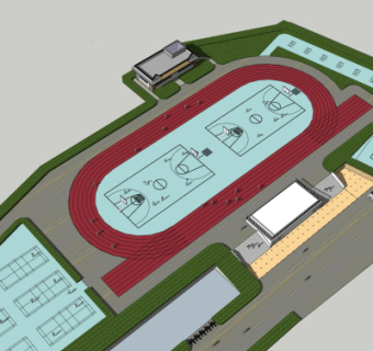 现代篮球场su模型