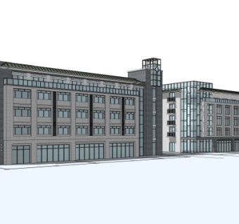 新中式教学楼su模型