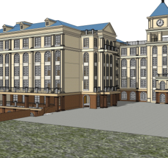 欧式教学楼su模型