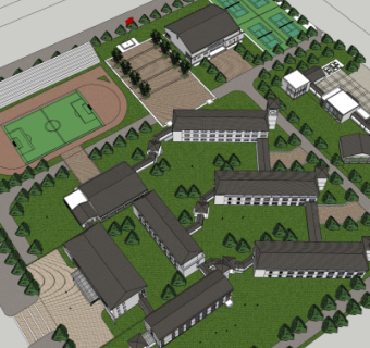 中式学校规划su模型