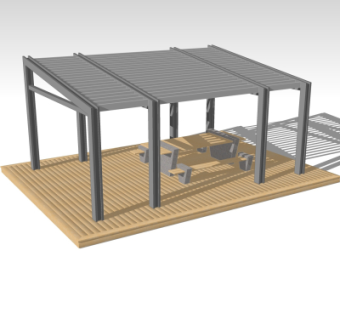 现代廊架su模型