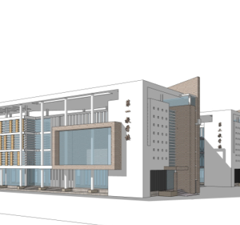 现代教学楼su模型
