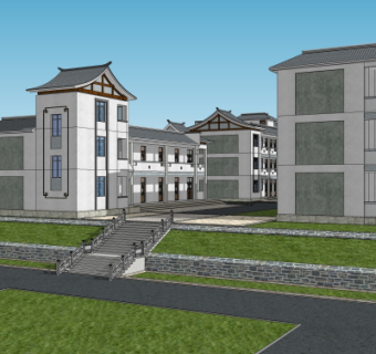 中式学校规划su模型