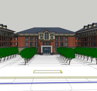 欧式教学楼su模型