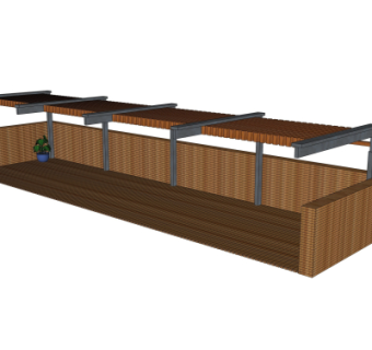 现代停车棚su模型