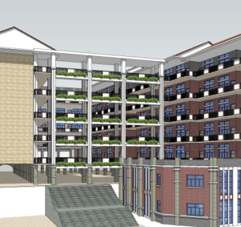 现代教学楼su模型