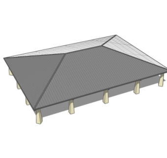 新中式遮阳棚免费su模型