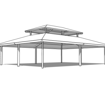 新中式遮阳棚免费su模型