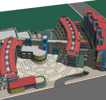 现代教学楼su模型