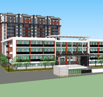 现代教学楼su模型