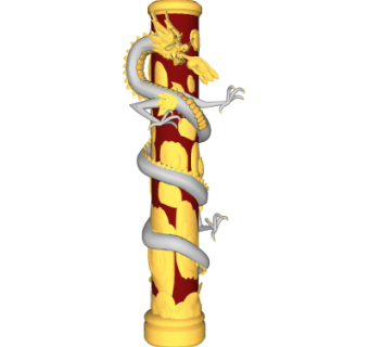 中式盘龙柱su模型