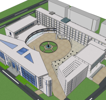 现代教学楼su模型