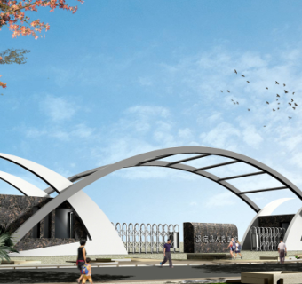 现代医院门头su模型