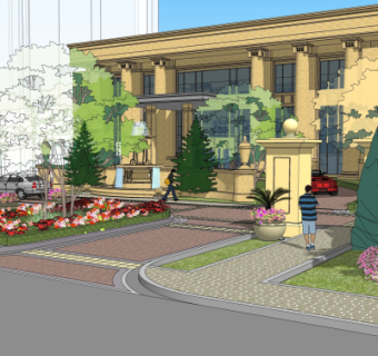 欧式售楼处外观su模型