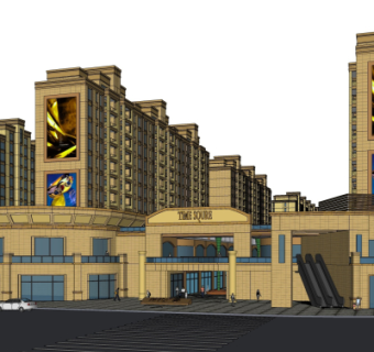 新古典商业街su模型