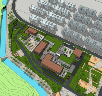 现代商业区规划su模型