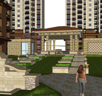 欧式小区入口免费su模型