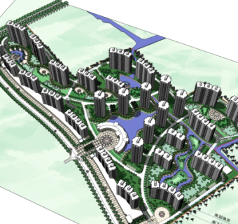 现代小区规划su模型