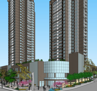 现代公寓楼su模型