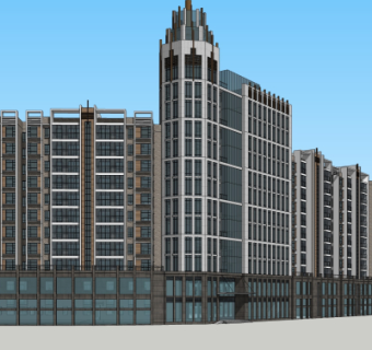 新古典沿街商业建筑su模型