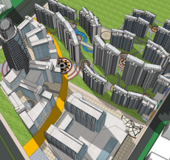 现代小区规划su模型