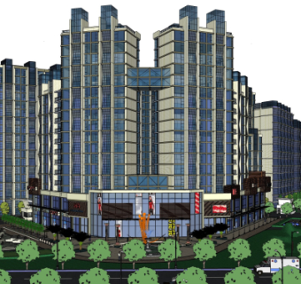 新古典商业街su模型