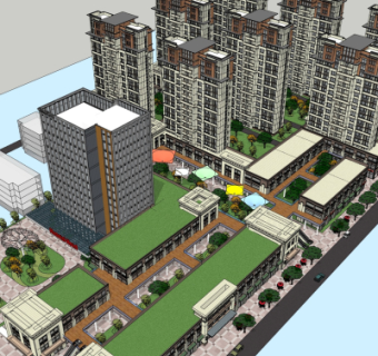 新古典小区规划su模型