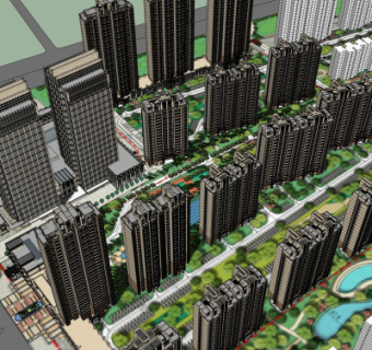 新古典小区规划su模型