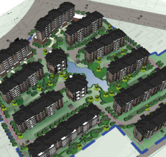 现代小区规划su模型