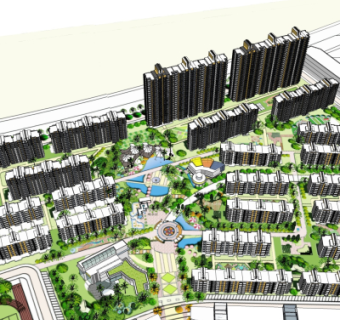 现代小区规划su模型