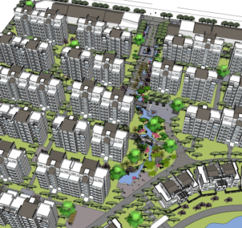 现代小区规划su模型