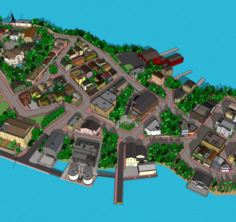 现代小区规划su模型