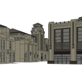 欧式古典商业街su模型